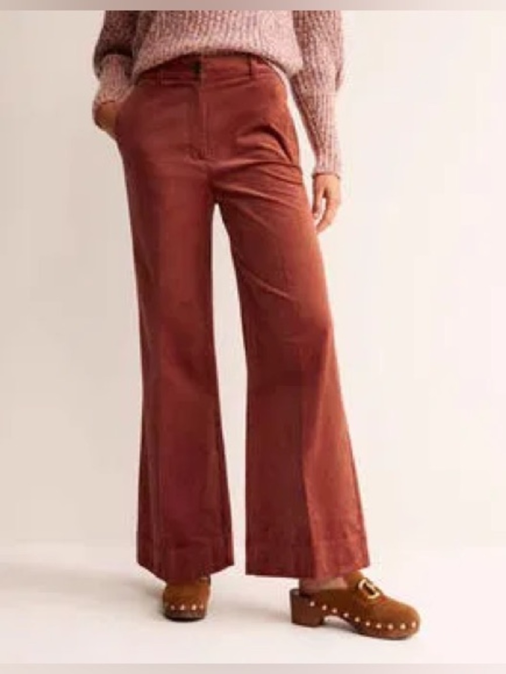 Boden Wide Leg Corduroy Trousers In Black Size 14 Regular Fall Business Casual
